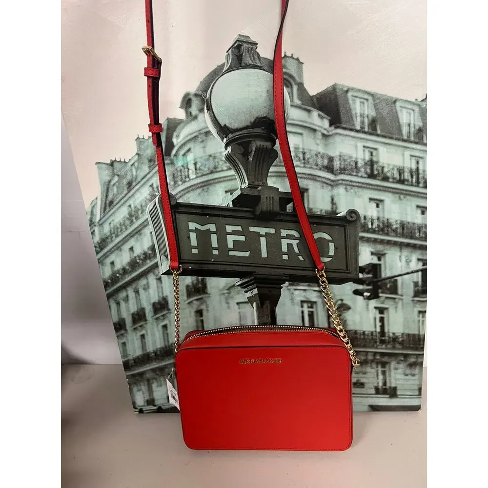 Michael Kors 35T8GTTC9L Jet Set Large Saffiano Leather Camera Crossbody Bag